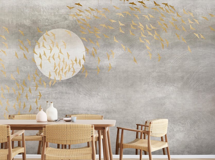 Peel and Stick Soaring Gold Wings Skyline Self Adhesive Wallpaper