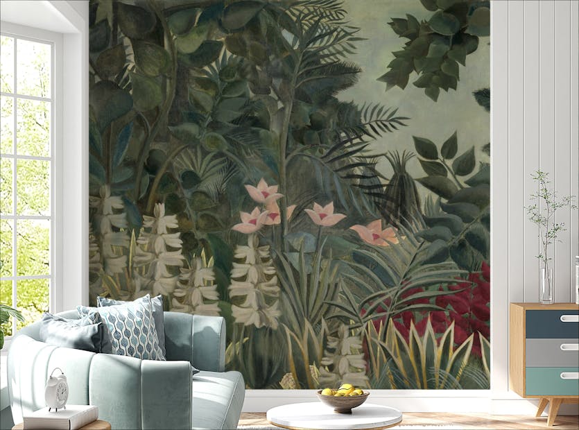 Peel and Stick Verdant Grove Watercolor Forest Living Room Mural