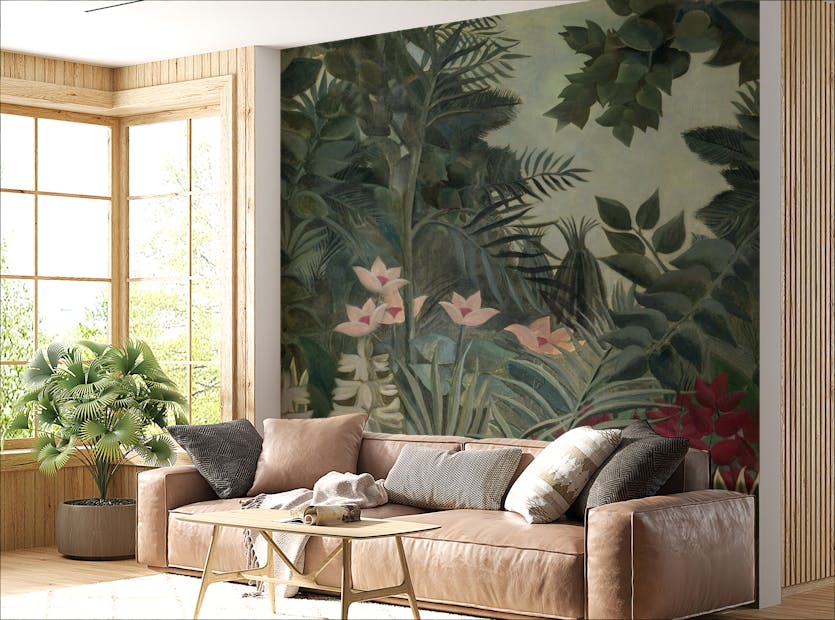 Removable Verdant Grove Watercolor Forest Living Room Mural
