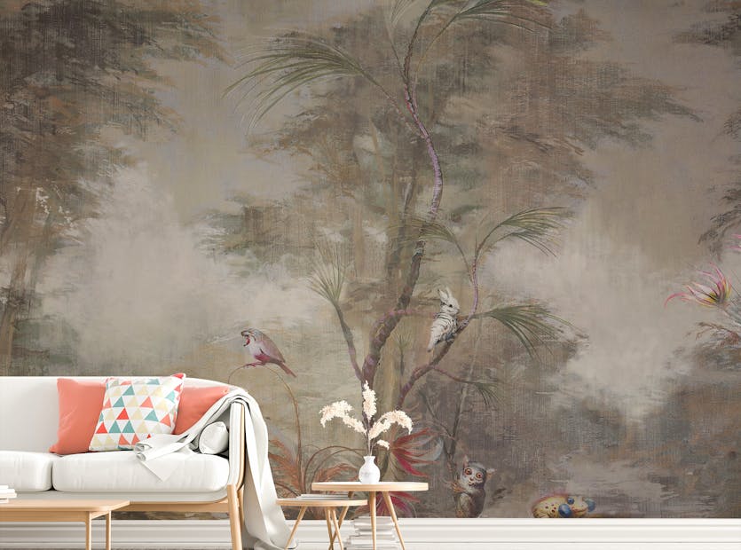 Peel and Stick Enchanted Fog Wood Forest Tropical Wallpaper Mural