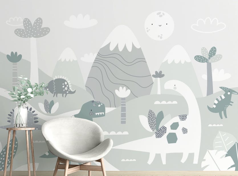 Removable Dinosaur Land Nursery Room Wallpaper Mural