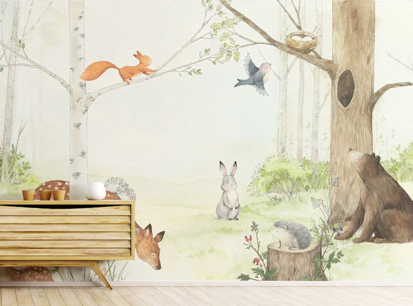Peel and Stick Forest Friends Self Adhesive Wallpaper Mural