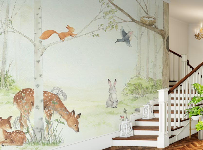 Removable Forest Friends Self Adhesive Wallpaper Mural