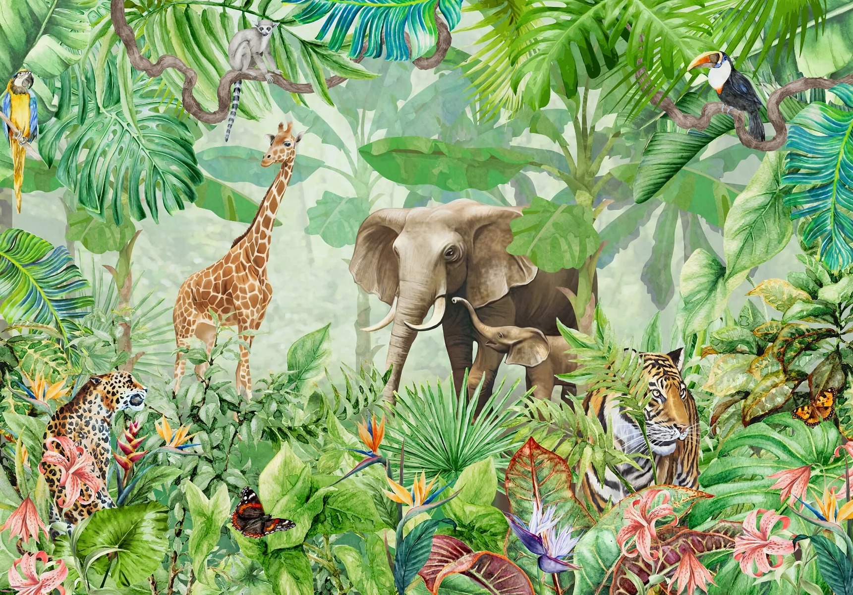 Envouge 3D Wallpaper Jungle Animals Self Adhesive for Kids Room Living  Room Bedroom Study Room Cute Wallpapers for Home  Multi Color  3ft X  2ft  Amazonin Home Improvement