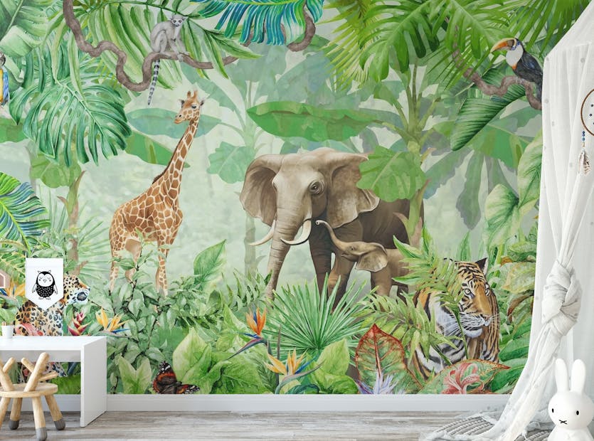 Removable Animal Kingdom Kids Room Wallpaper Mural 