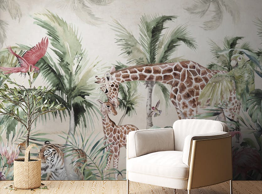 Peel and Stick Tropical Wildlife Safari Wallpaper Mural
