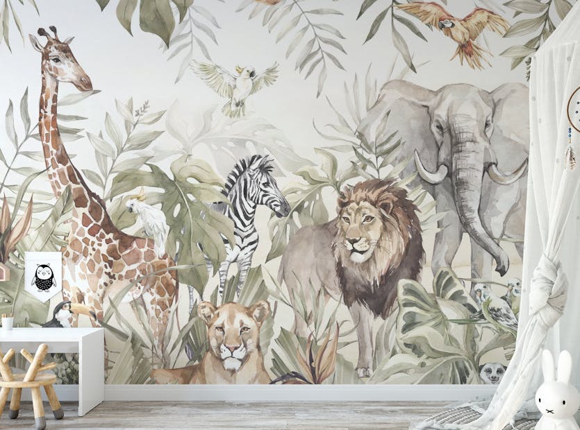Removable Colorful Wildlife Tapestry Wall Mural