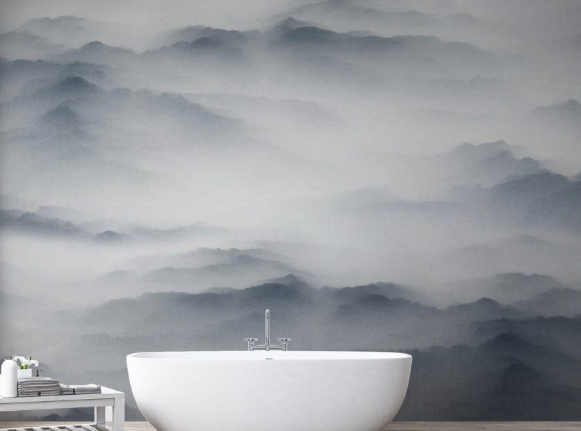 Peel and Stick Majestic Foggy Horizon Bathroom Wallpaper