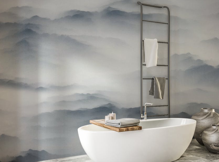 Removable Majestic Foggy Horizon Bathroom Wallpaper