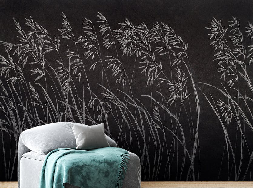 Peel and Stick Ink Brushed Reed Wallpaper Mural