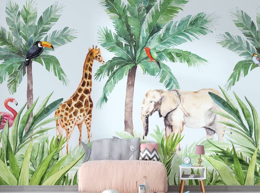 Peel and Stick Vibrant Wildlife Serene Kids Room Wallpaper Mural