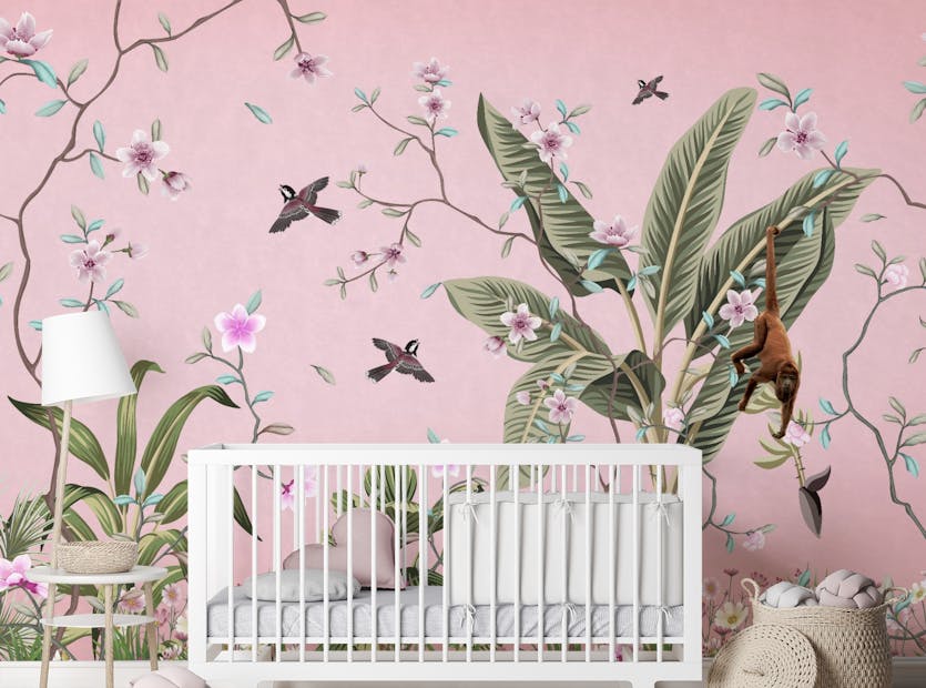 Peel and Stick Pink Floral Textured Wallpaper Murals