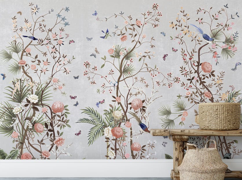 Peel and Stick Colorful Floral Living Room Wallpaper Murals