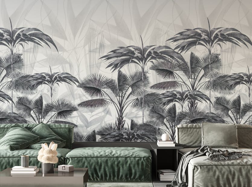 Removable Black & White Tropical Wallpaper Murals