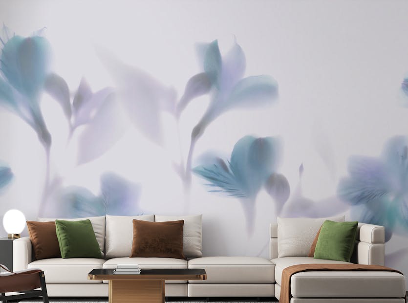 Peel and Stick Blue Orchids Foggy Wallpaper Murals