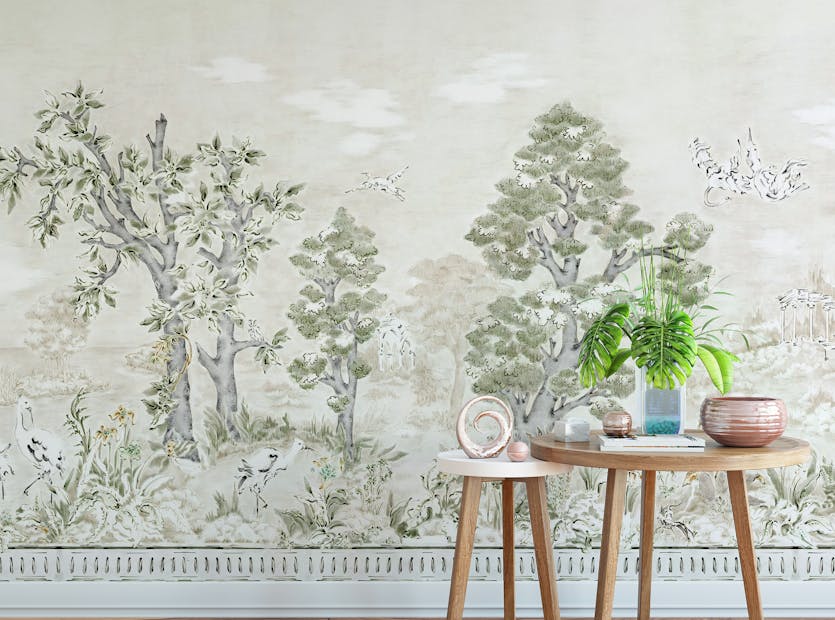 Peel and Stick Watercolor Serene Tress Wallpaper 