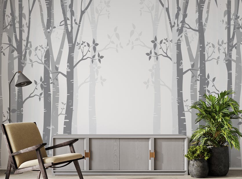 Peel and Stick Gray Bamboo Forest Peel and Stick Wallpaper Mural