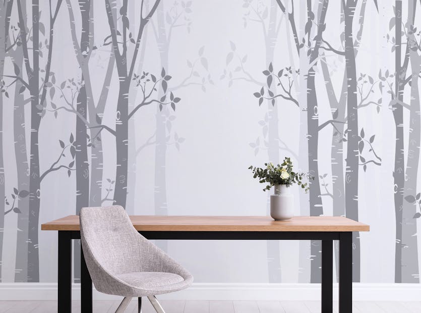 Removable Gray Bamboo Forest Peel and Stick Wallpaper Mural