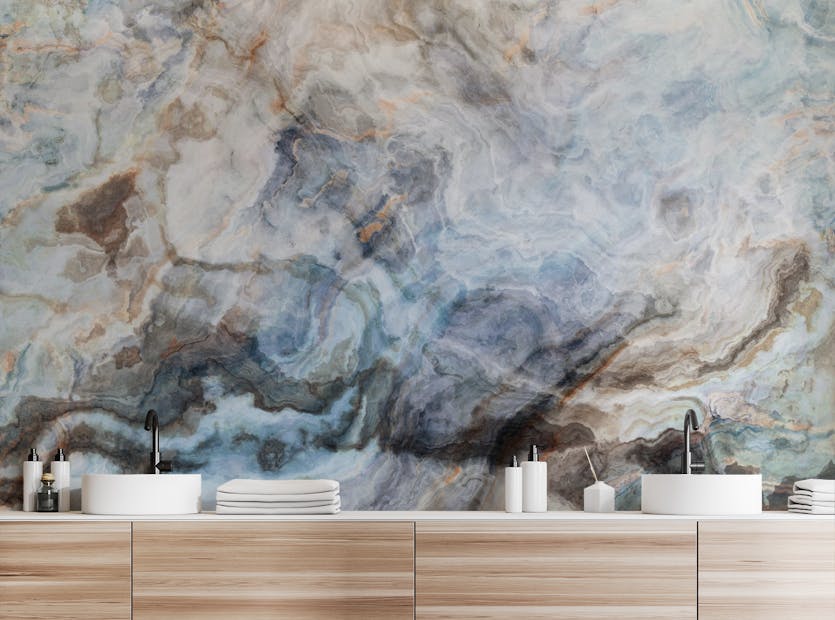 Peel and Stick Blue Onyx Tile Texture Marble Wallpaper Mural