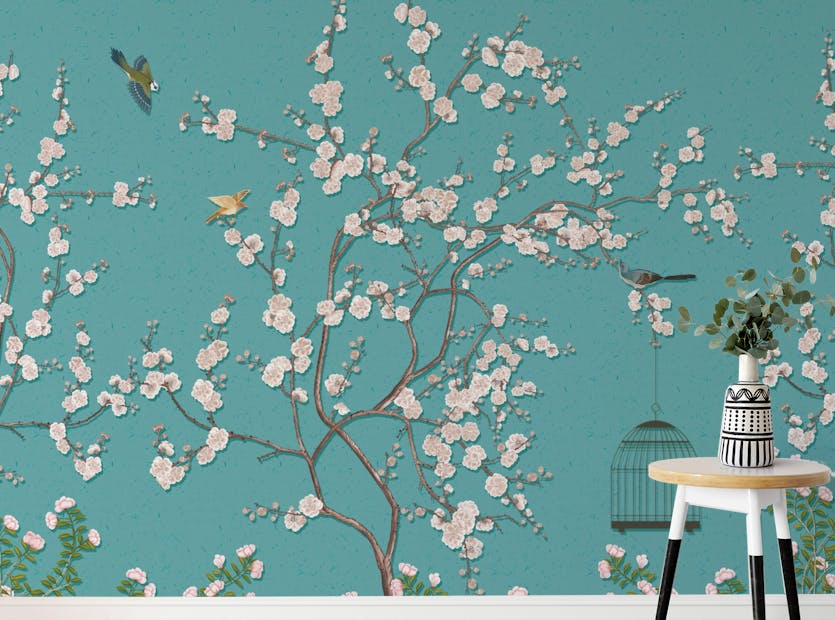 Removable Merry Plum Blossoms Peel and Stick Wallpaper Mural