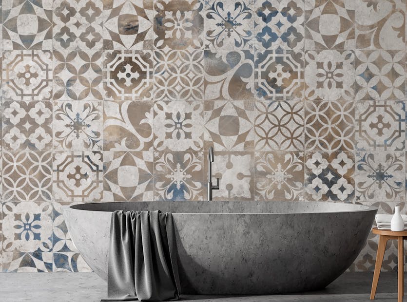 Removable Abstract Retro Mosaic Tiles Wallpaper Mural