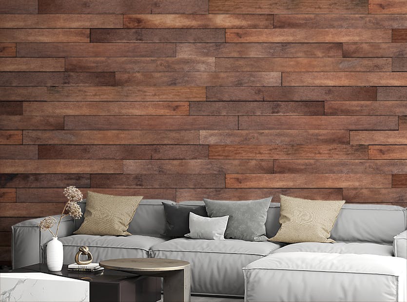 Removable Brown Wooden Stripe Self-adhesive Wallpaper Mural
