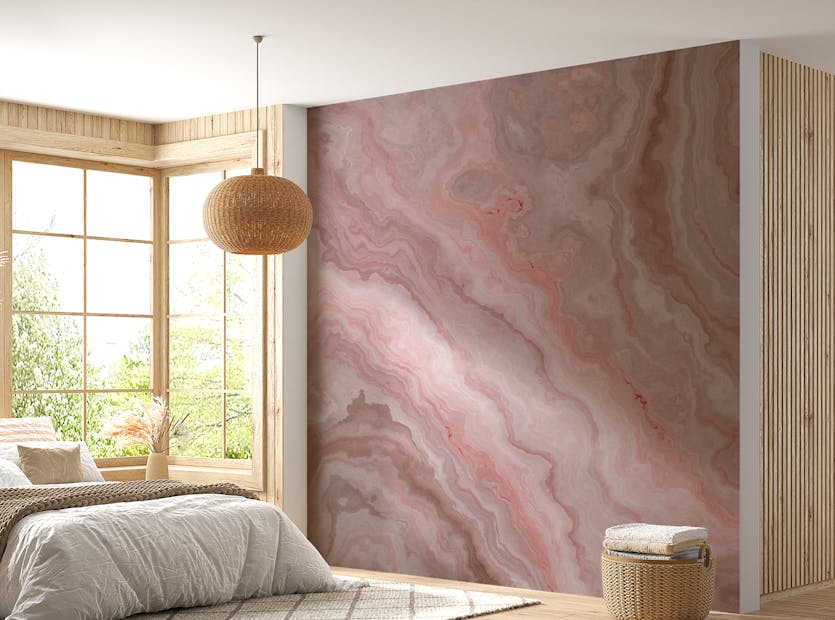 Peel and Stick Pink Abstract Onyx Marble Removable Wallpaper Mural