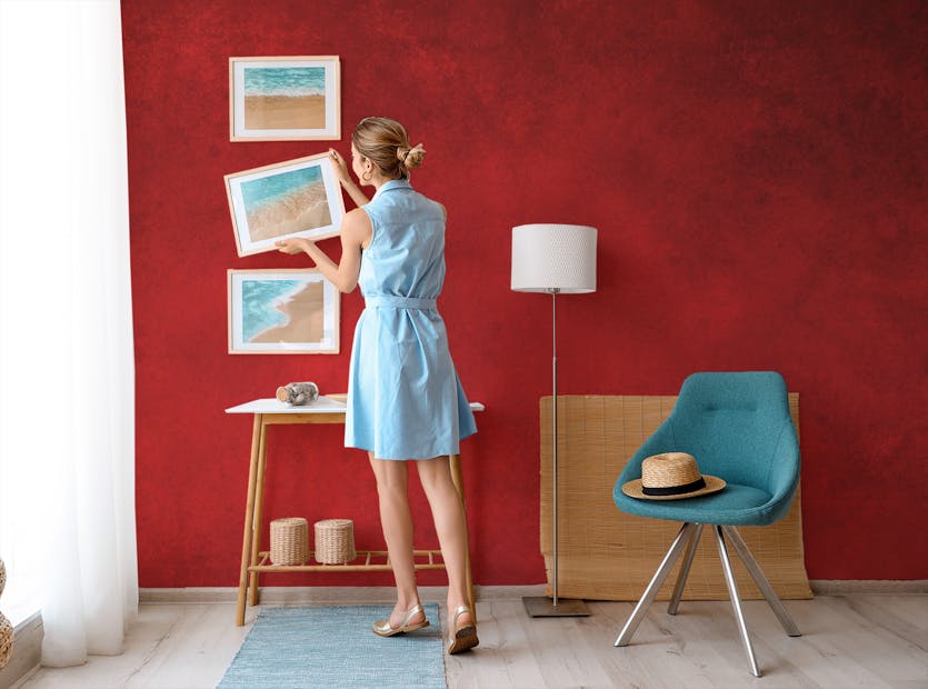 Peel and Stick Watercolor Red Background Design Wallpaper Murals