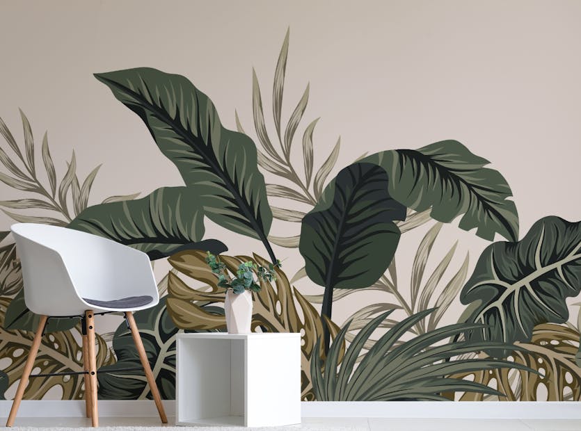 Peel and Stick Tropical Fronds Leaves Design Wallpaper Mural