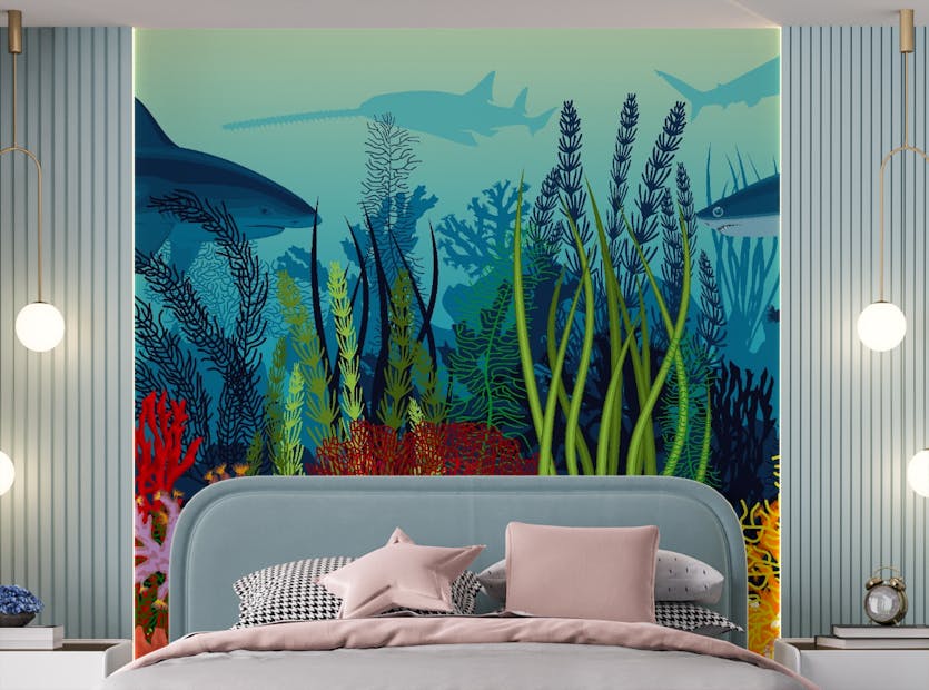 Peel and Stick Aquatic Life Underwater Coral Reef Ocean Scene Wallpaper
