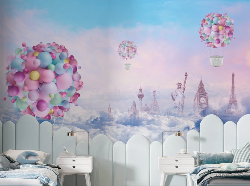 Peel and Stick Colorful Balloons Wonder Textured Wallpaper Mural