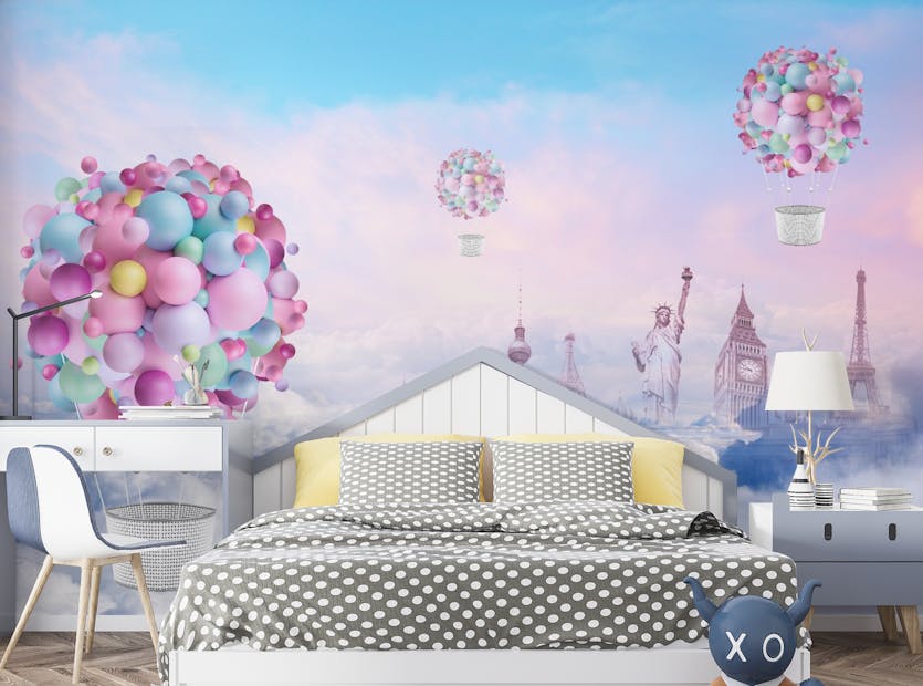 Removable Colorful Balloons Wonder Textured Wallpaper Mural