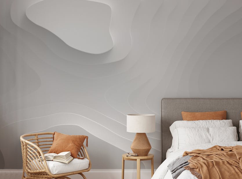 Peel and Stick 3D Landscape White Wave Wallpaper Murals