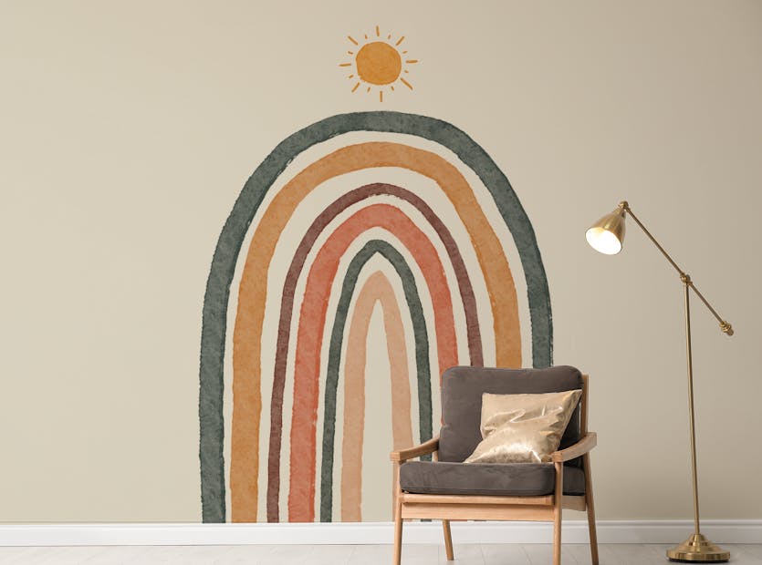 Peel and Stick Bohemian Rainbow Beige Color Wallpaper Murals