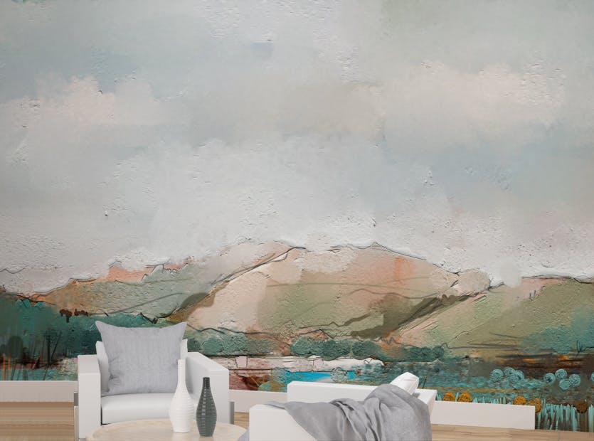 Removable Watercolor Mountain Peel and Stick Wallpaper Mural