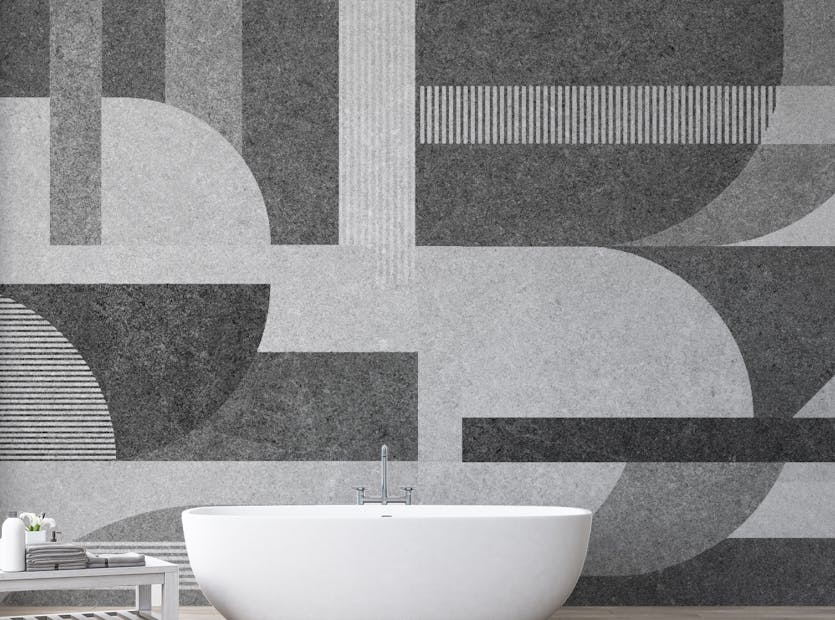 Peel and Stick Geometric Gray Grunge Tile Design Wallpaper Murals