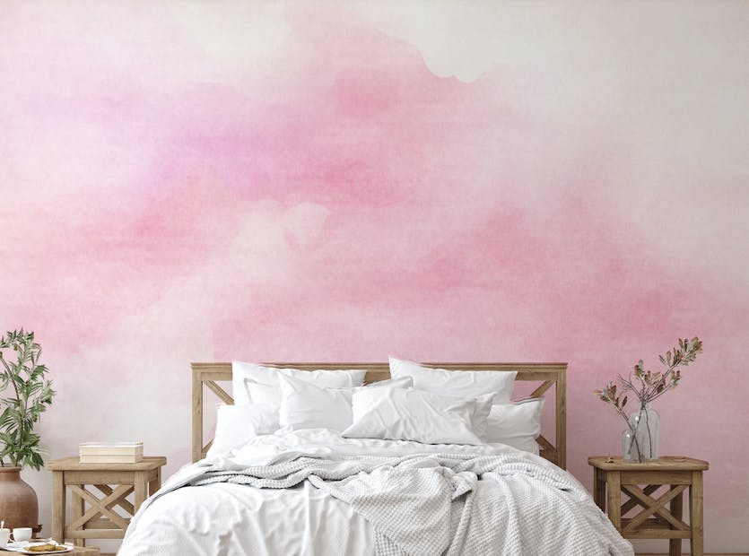 Peel and Stick Removable Pink Watercolor Wallpaper Wall Mural