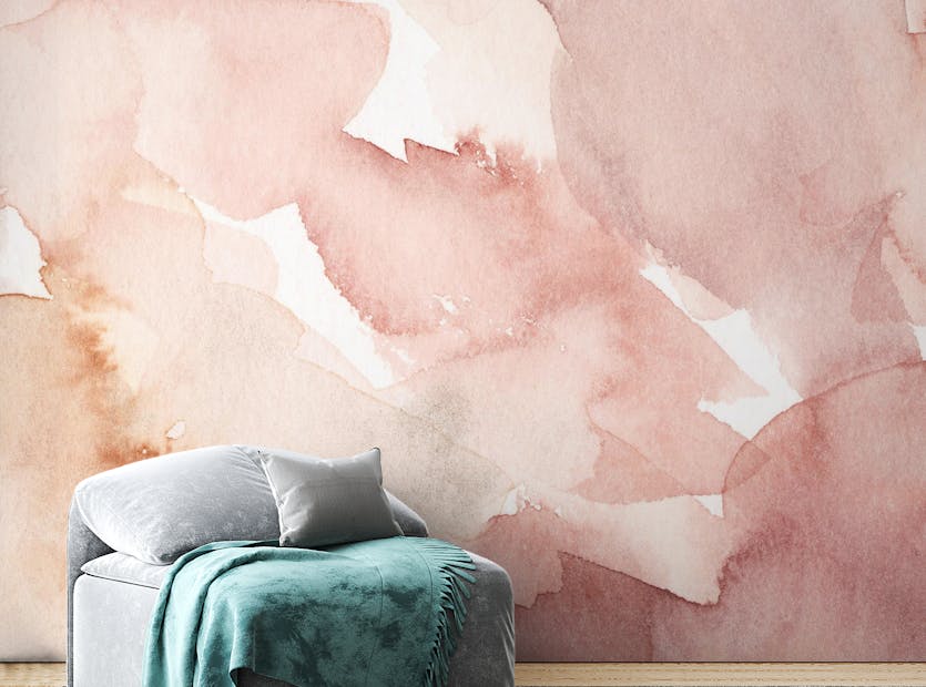 Peel and Stick Baby Pink Watercolor Abstract Painting Wallpaper