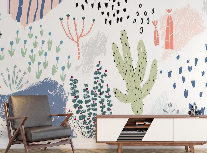 Removable Trendy Abstract Flower Design Wallpaper Murals