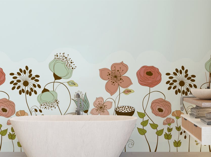 Peel and Stick Abstract Flower Peel and Stick Wallpaper Murals