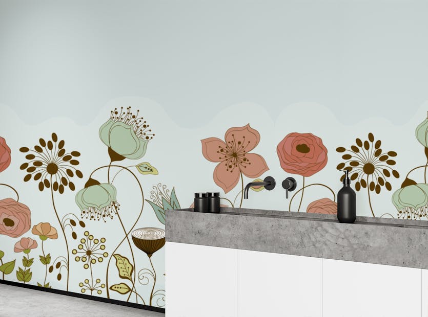 Removable Abstract Flower Peel and Stick Wallpaper Murals