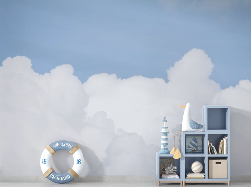 Removable Blue Sky with White Cloud Wallpaper Murals