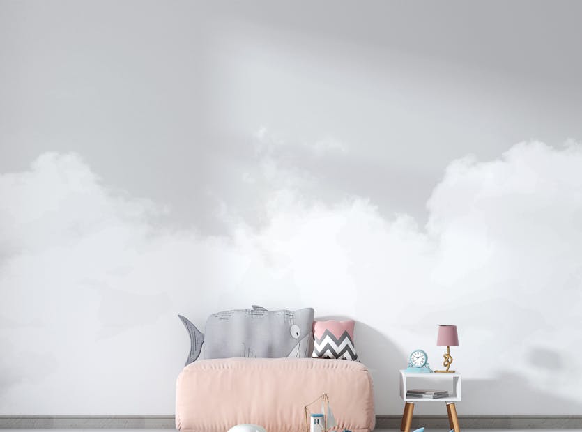 Peel and Stick Abstract White Color Cloud Wallpaper Murals