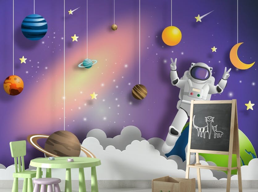 Removable 3D Astronaut in Space on Mission Wallpaper Murals