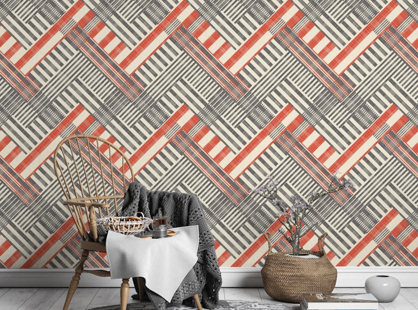 Removable Abstract Striped Geometric Seamless Pattern Wallpaper
