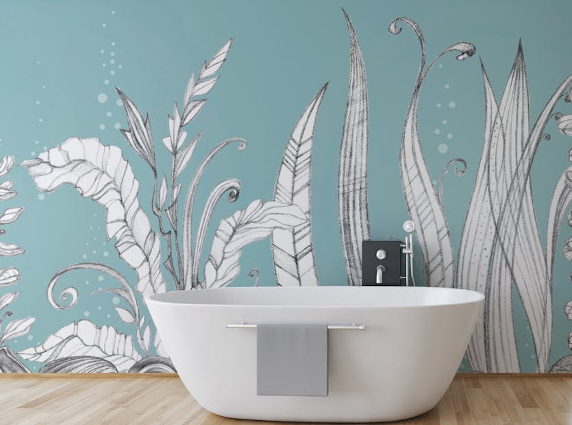 Peel and Stick Hand Drawn White Color Floral Wallpaper Murals