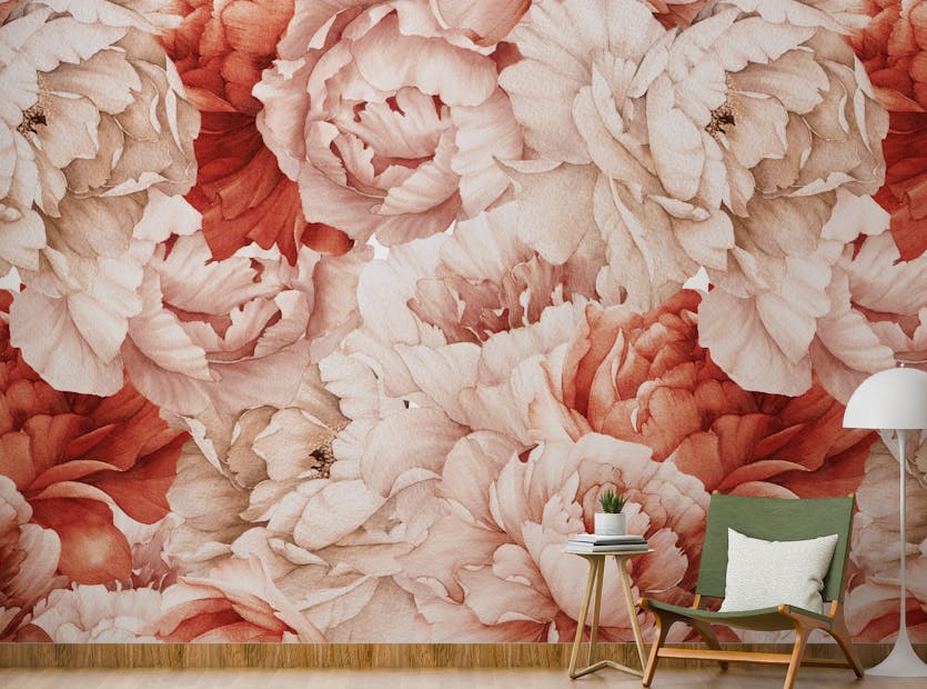Peel and Stick Shameless Peonies Florals Peel and Stick Wallpaper Murals