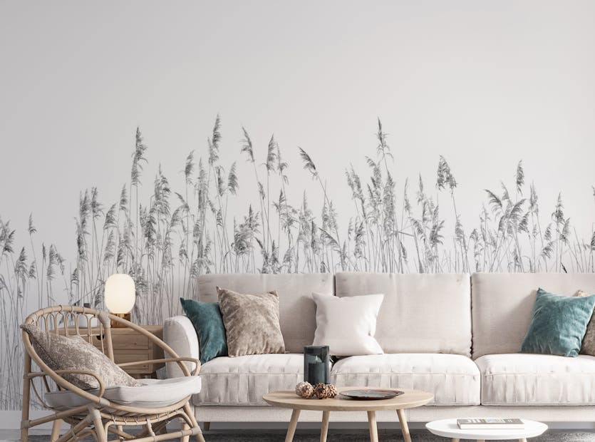 Peel and Stick White and Grey Color Canebrake Wallpaper Murals