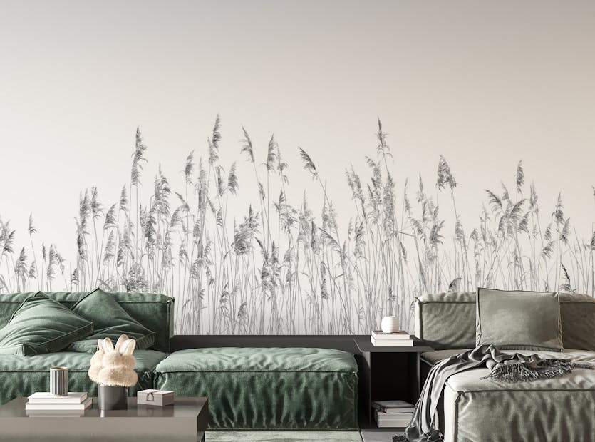 Removable White and Grey Color Canebrake Wallpaper Murals