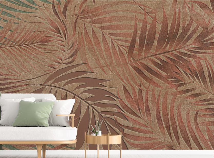 Peel and Stick Tropical Brown Color Leaves Wallpaper Murals